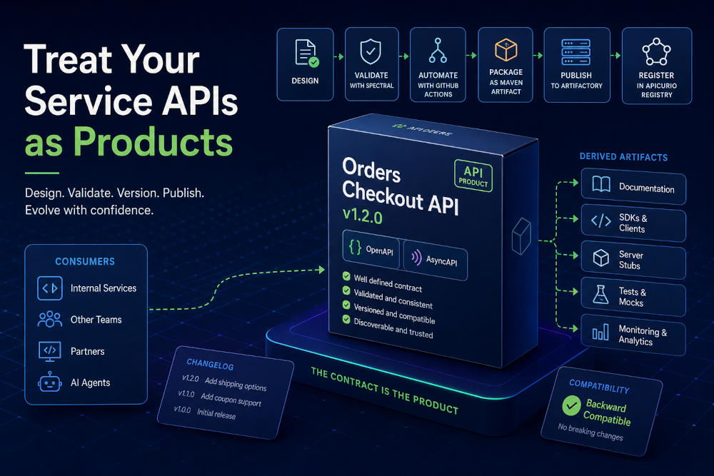 The Orders Checkout API packaged and versioned as a product that consumers derive clients from