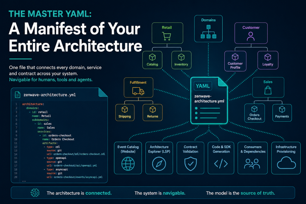 The Arcadia Editions architecture manifest pointing at the models and contracts each service owns