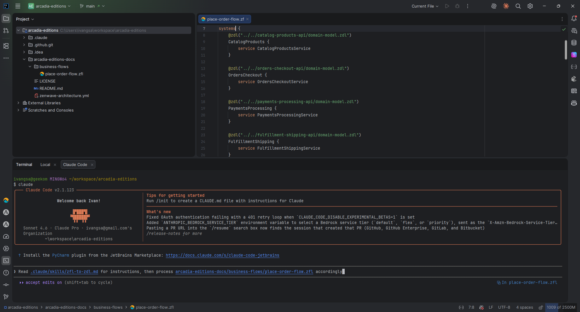 screenshot: skill setup and ZFL as input