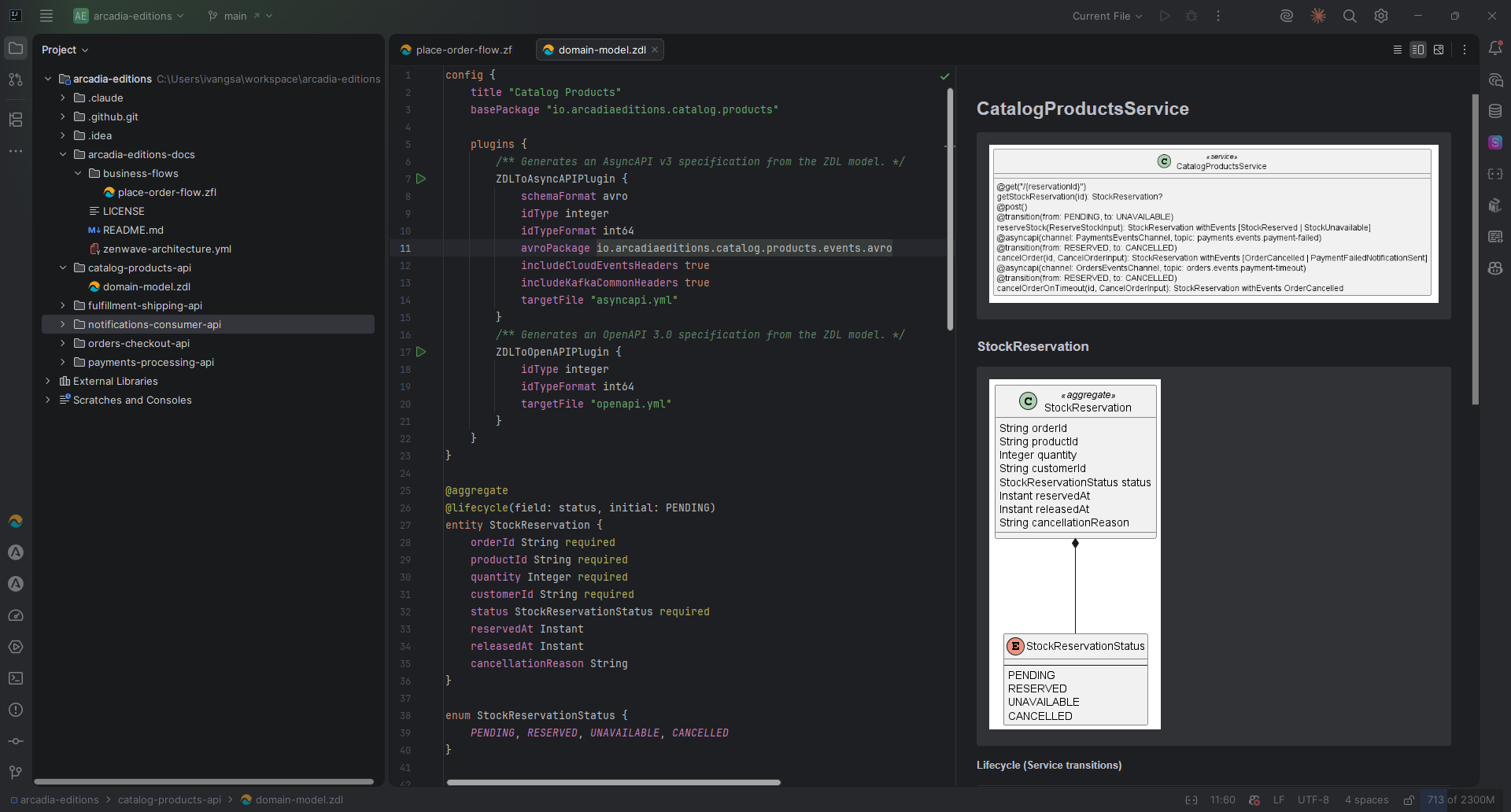 Service commands connected to API generation plugins
